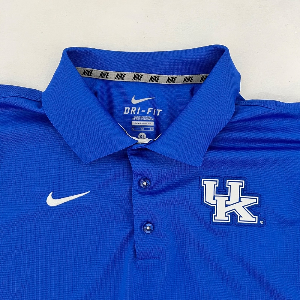 Nike Dri-Fit Mens Sz XL Polo Shirt Blue White NCAA Kentucky Wildcats Basketball - Picture 2 of 7